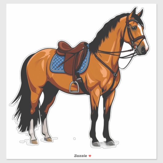 Bruin Paard Met Zadel Sticker (Vel)