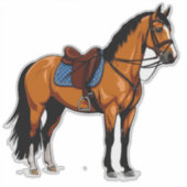 Bruin Paard Met Zadel Sticker (Voorkant)