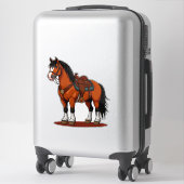 Bruin Paard Met Zadel Sticker (Koffer)