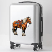 Bruin Paard Met Zadel Sticker (Koffer)