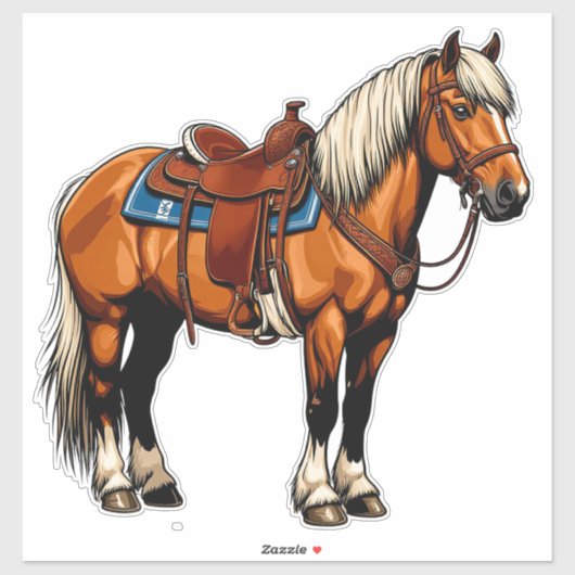 Bruin Paard Met Zadel Sticker (Vel)