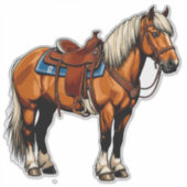 Bruin Paard Met Zadel Sticker (Voorkant)