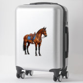 Bruin Paard Met Zadel Sticker (Koffer)