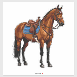 Bruin Paard Met Zadel Sticker