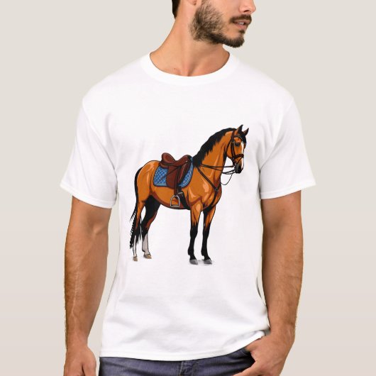 Bruin Paard Met Zadel T-shirt (Voorkant)