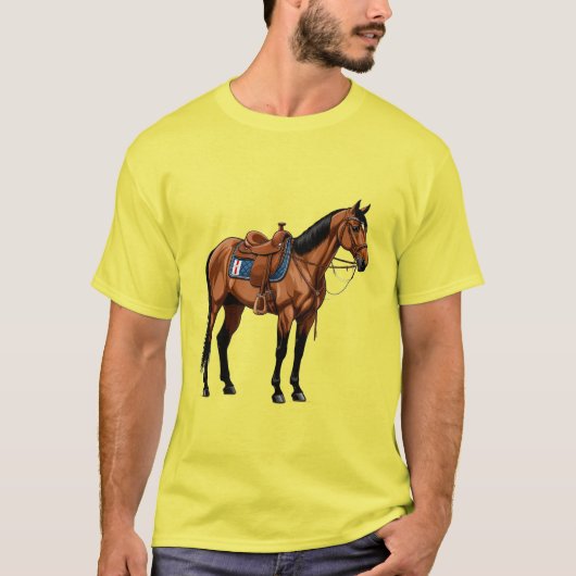 Bruin Paard Met Zadel T-shirt (Voorkant)