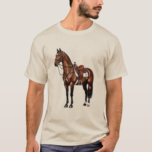 Bruin Paard Met Zadel T-shirt (Voorkant)