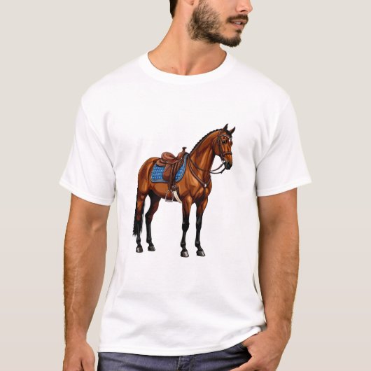 Bruin Paard Met Zadel T-shirt (Voorkant)