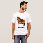 Bruin Paard Met Zadel T-shirt (Voorkant volledig)