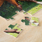 Bruin paard onderweg legpuzzel (Zijkant)