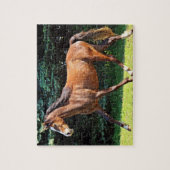 Bruin paard onderweg legpuzzel (Verticaal)