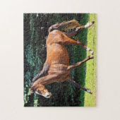 Bruin paard onderweg legpuzzel (Verticaal)