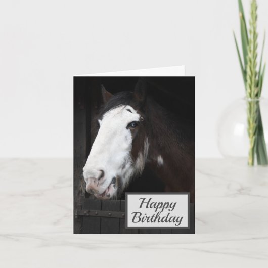 Bruin paard op Boerderij Happy Folded Birthday Kaa Kaart (Voorkant)