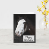 Bruin paard op Boerderij Happy Folded Birthday Kaa Kaart (Gele Bloem)