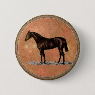 Bruin paard ronde button 5,7 cm