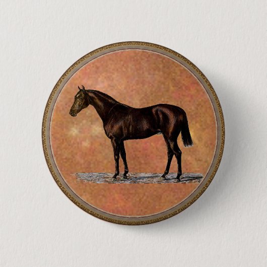 Bruin paard ronde button 5,7 cm (Voorkant)