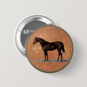 Bruin paard ronde button 5,7 cm (Voorkant /achterkant)