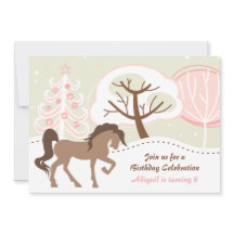  Bruin Paard Roze Winterverjaardag