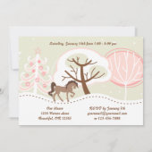  Bruin Paard Roze Winterverjaardag Kaart (Achterkant)