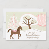  Bruin Paard Snowy Winter Verjaardagsfeest Kaart (Voorkant)