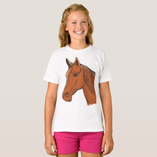 Bruin paard t-shirt (Voorkant volledig)
