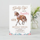 Bruin Paard Western Giddy Up Verjaardag Kaart (Staand voorkant)