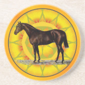 Bruin paard zandsteen onderzetter (Voorkant)