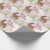 Bruin Paarden en Bloemen Baby shower Cadeaupapier (Hoek)
