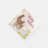  Bruin Paarden en Bloemen Baby shower Servet (Hoek)