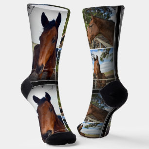 Bruin Paarden Foto-collage, Crew-Sokken Sokken