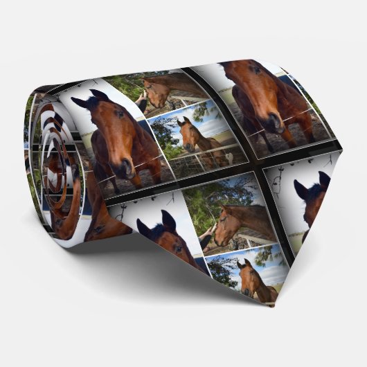 Bruin Paarden Foto-collage Stropdas (Opgerold)