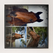 Bruin Paardenfotocollage, Jigzaag Puzzle Legpuzzel (Horizontaal)
