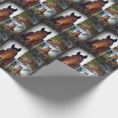Bruin paardenfotocollage, papier voor het oppakken (Hoek)
