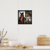 Bruin Paardenfotocollage, Poster (Keuken)