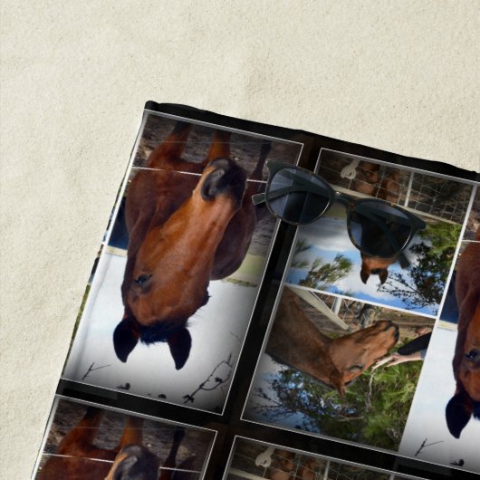 Bruin Paardenfotocollage Strandlaken (In situ)