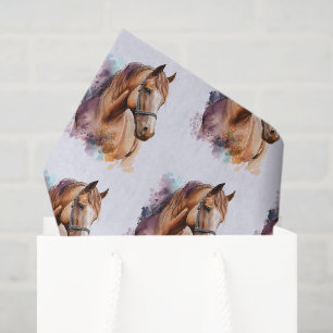 Bruin Paardenhoofd in Aquarel Patroon Tissuepapier