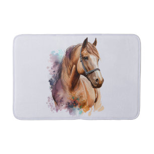 Bruin Paardenhoofd Portret in Aquarel Badmat