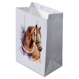 Bruin Paardenhoofd Portret in Aquarel Medium Cadeauzakje