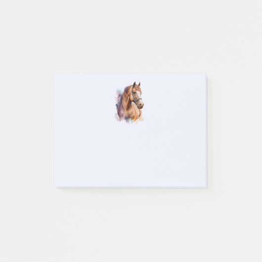 Bruin Paardenhoofd Portret in Aquarel Post-it® Notes (Voorkant)