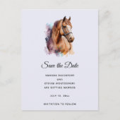 Bruin Paardenhoofd Portret in Waterverf Aankondigingskaart (Voorkant)