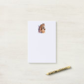 Bruin paardenhoofd portret in waterverf post-it® notes (Op bureau)