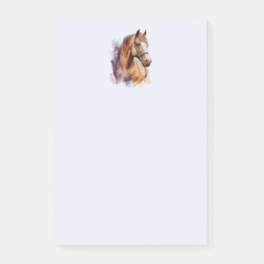 Bruin paardenhoofd portret in waterverf post-it® notes (Voorkant)