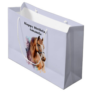 Bruin Paardenhoofd Portret in Waterverf Verjaardag Groot Cadeauzakje
