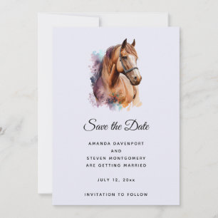 Bruin Paardenkop Portret in Waterverf Trouw Save The Date
