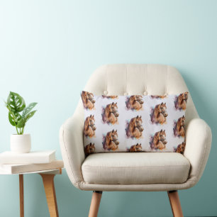 Bruin Paardenkopportret in Aquarelpatroon Kussen