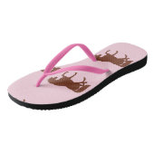 Bruin paardensilhouet, roze teenslippers (Schuin)