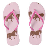 Bruin paardensilhouet, roze teenslippers (Voetbed)