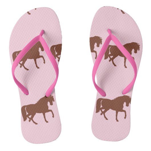 Bruin paardensilhouet, roze teenslippers (Voetbed)
