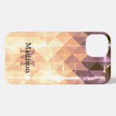  bruin paars geometrisch patroon Monogram iPhone Hoesje (Achterkant horizontaal)