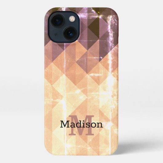  bruin paars geometrisch patroon Monogram iPhone Hoesje (Achterkant)